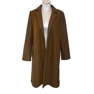 Zara Womens XL Camel Brown Open Front Longline Coat Trench Clean Girl Minimalist